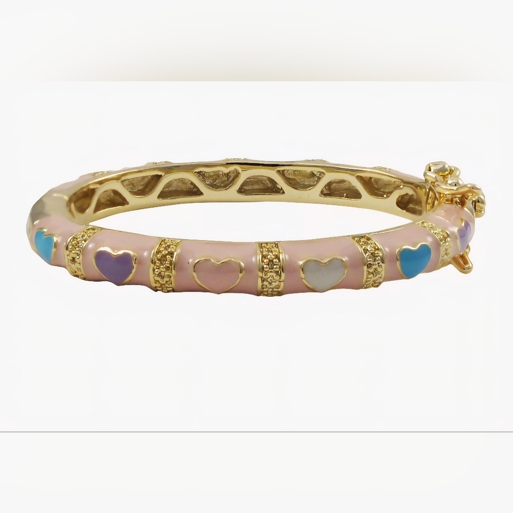 Gold and Pastel Heart Kids Enamel Bracelet. Ivy and Max